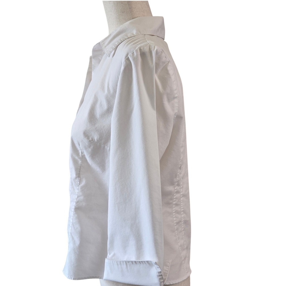 Notations Button Down Shirt Womens PM (S) White Professional 3/4 Sleeve Tailored - Picture 8 of 9